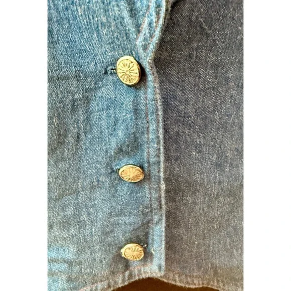 Vintage Denim Vest Embellished Pewter Charms Floral Appliqué Size 14 - Picture 6 of 10
